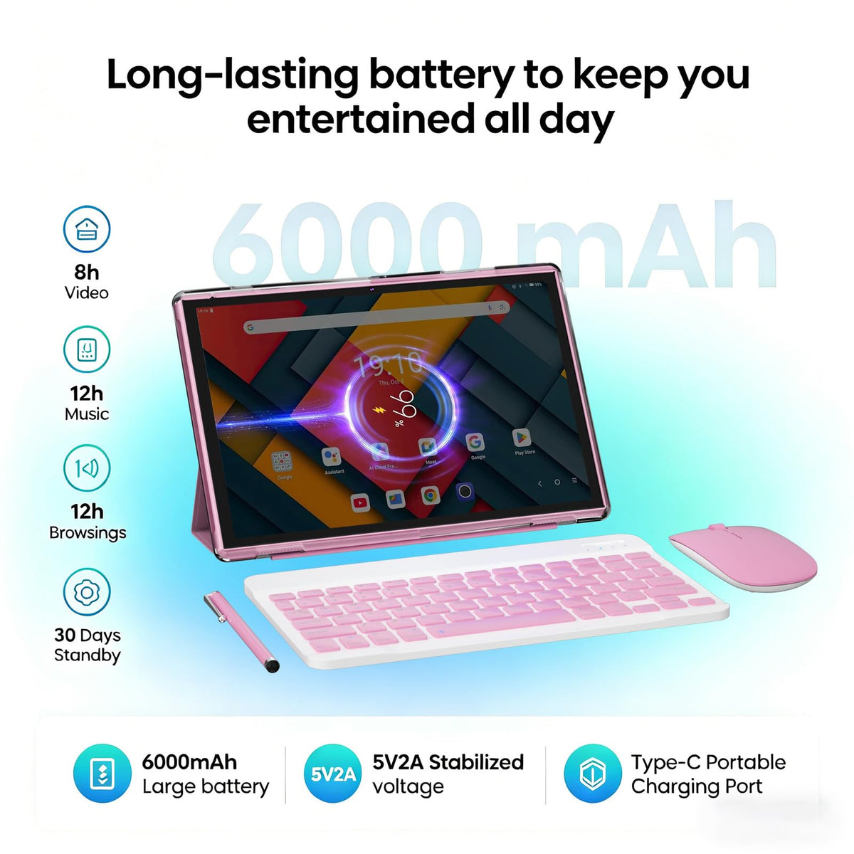 10 inch 2 in 1 Android Tablet with Keyboard 8GB RAM 32GB ROM P31818