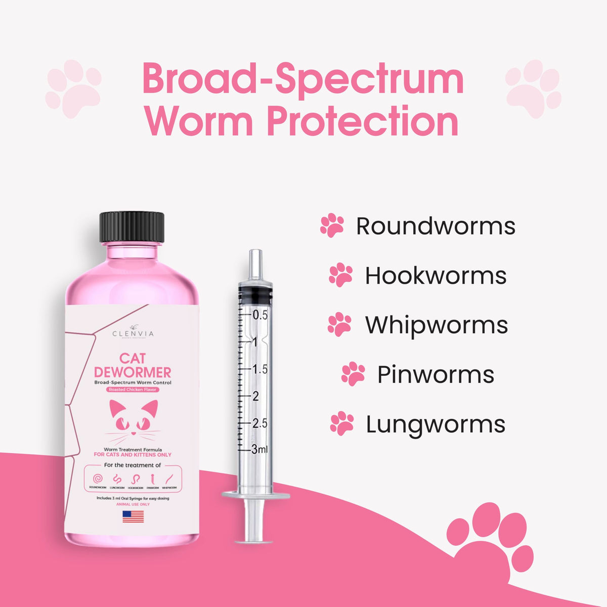 Chicken Flavor Liquid Cat Dewormer with Syringe 120ml R785