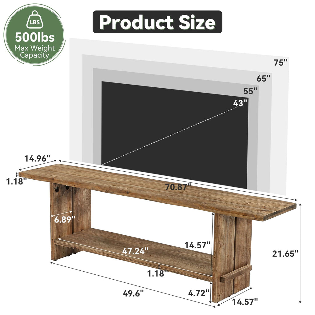 71" Solid Wood 2-Tier TV Stand Z910