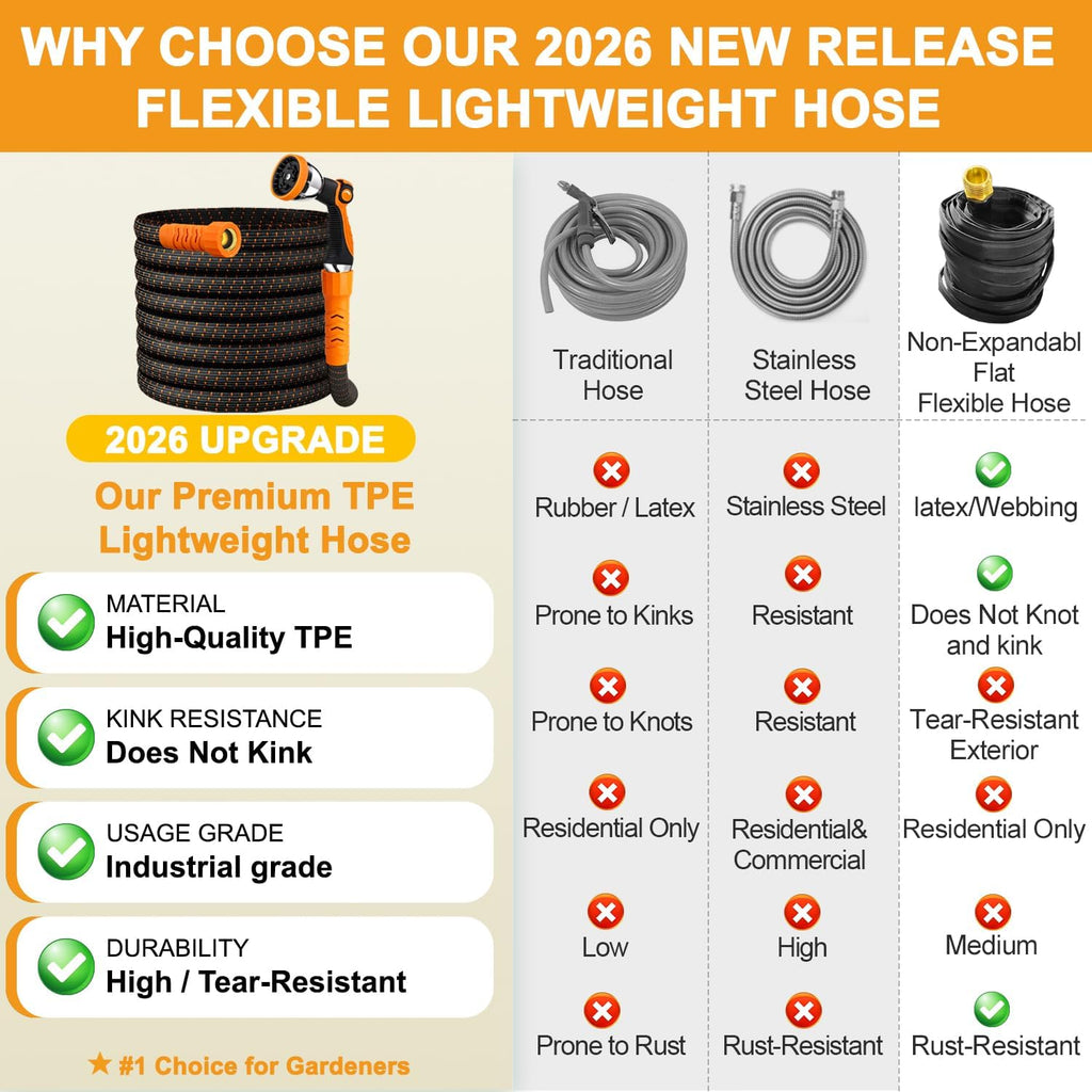 100FT Flexible Garden Hose with 10 Modes Nozzle Q74230
