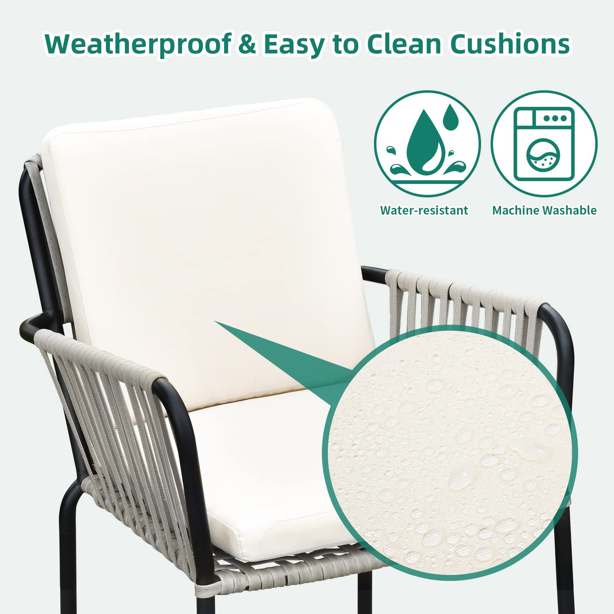 Grey Wicker Outdoor Dining Chairs Set of 4 V91330