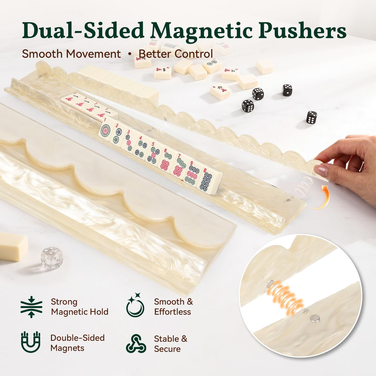 20 Inch Acrylic Mahjong Racks with Magnetic Pushers Set of 4 I79999