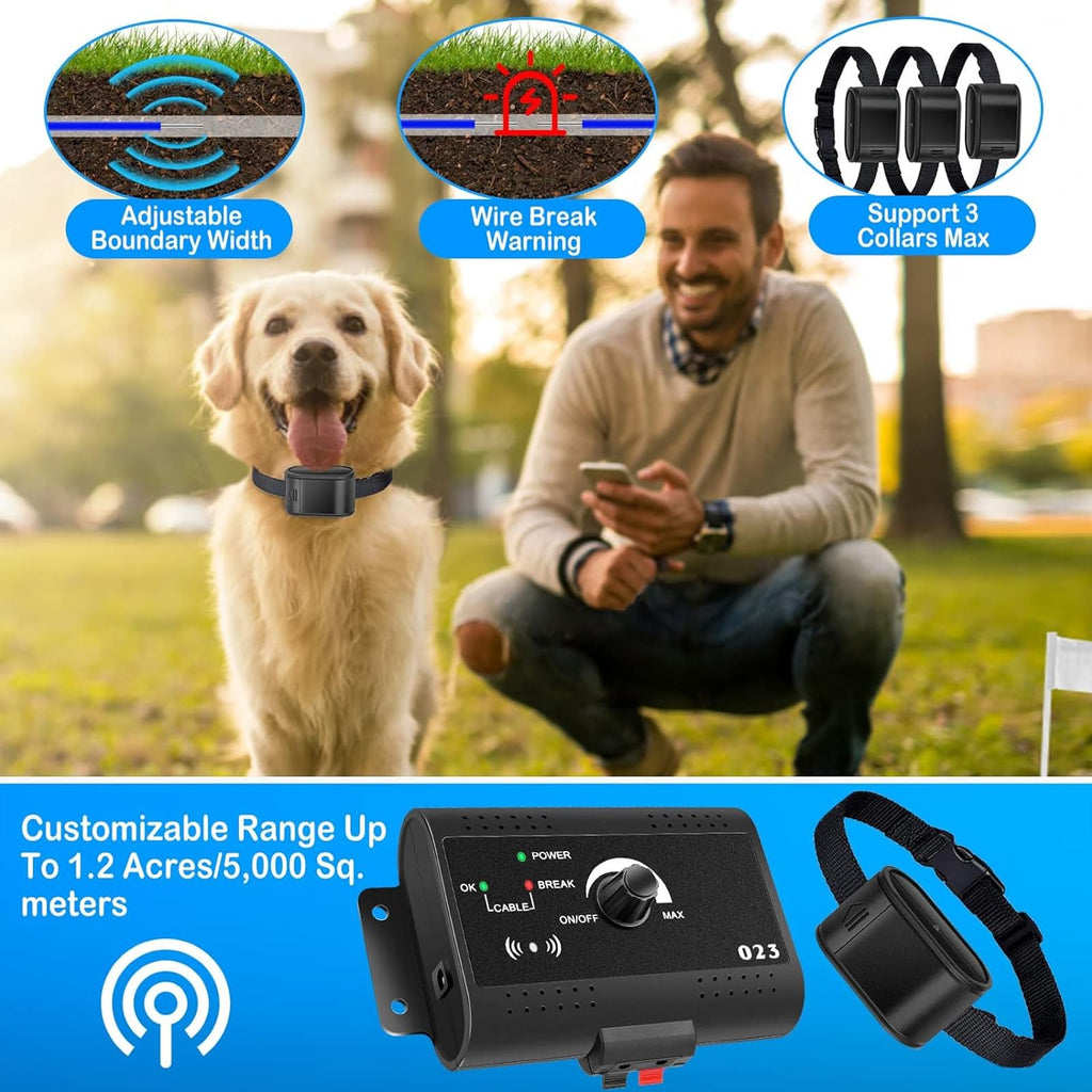 Electric Dog Fence, In-Ground Pet Containment System, Waterproof Training Collar G9691