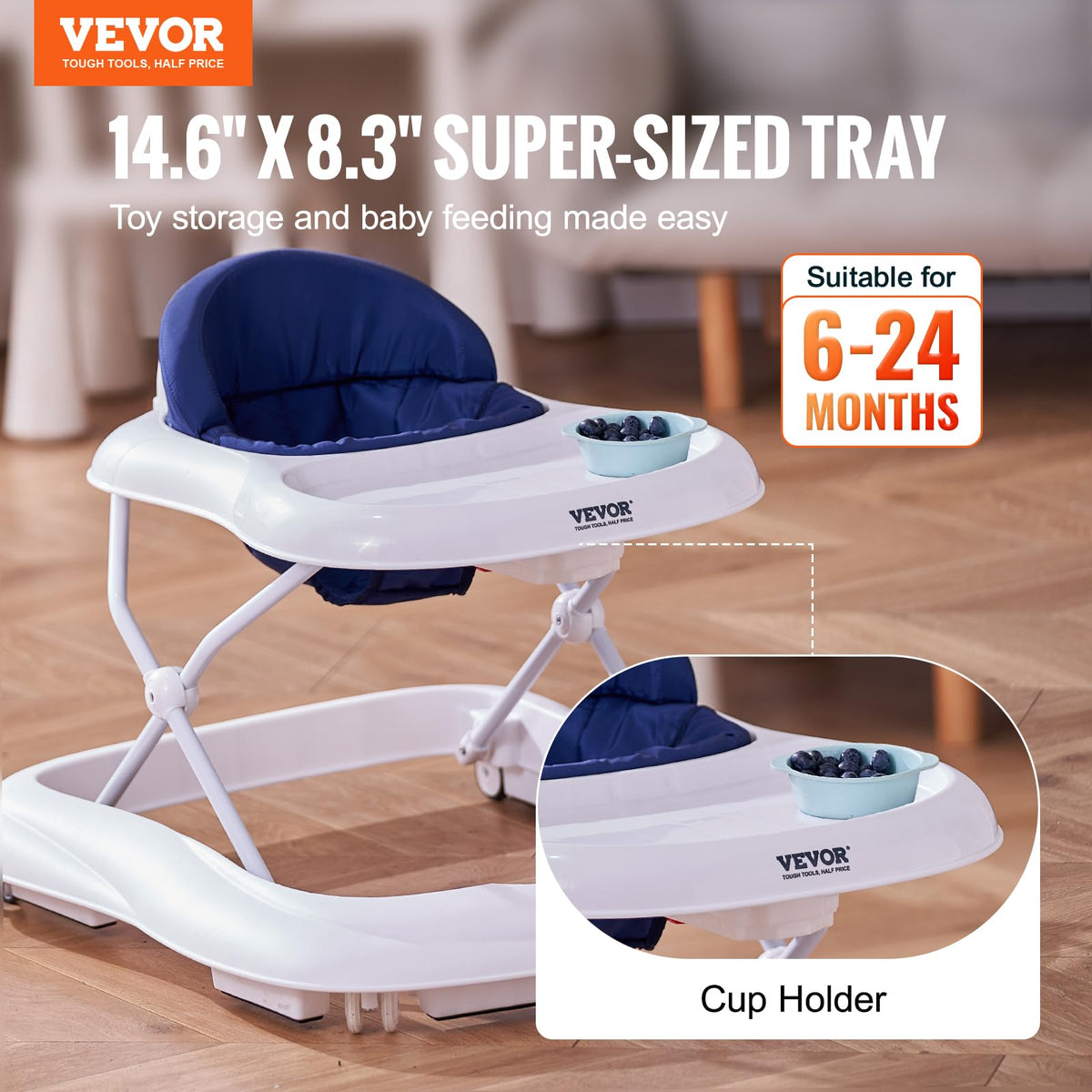 Foldable Baby Walker with Feeding Tray T86065