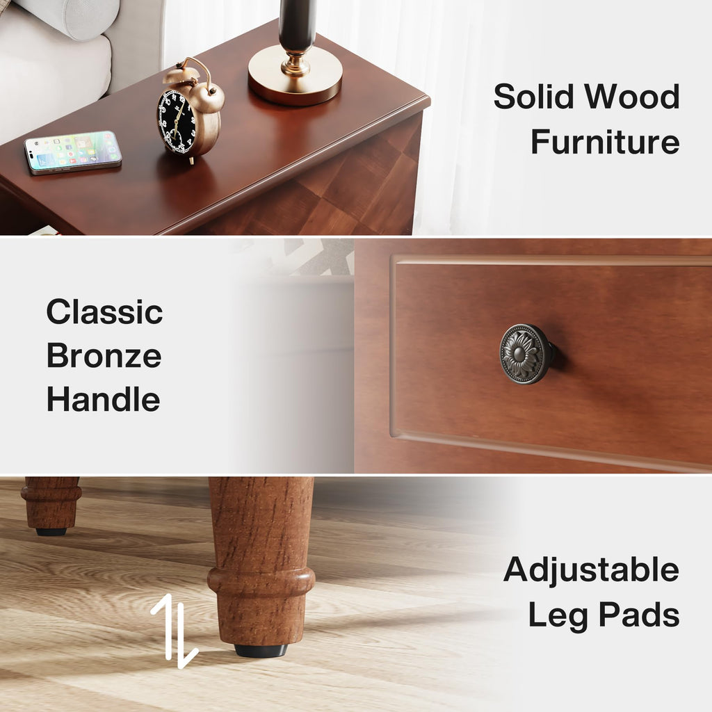 Fully Assembled Set of 2 Narrow 3 Drawer Brown End Table M97434