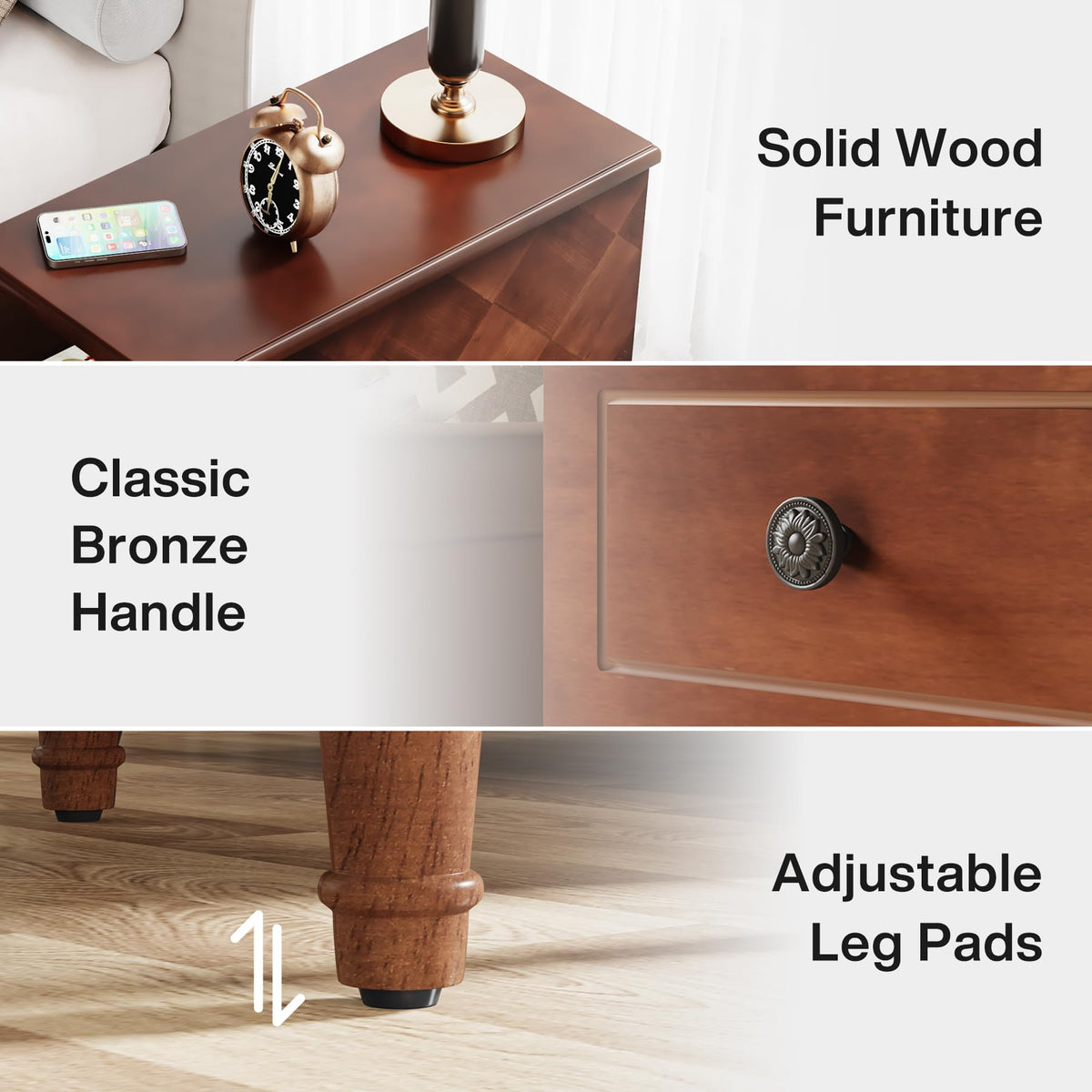 Fully Assembled Set of 2 Narrow 3 Drawer Brown End Table M97434