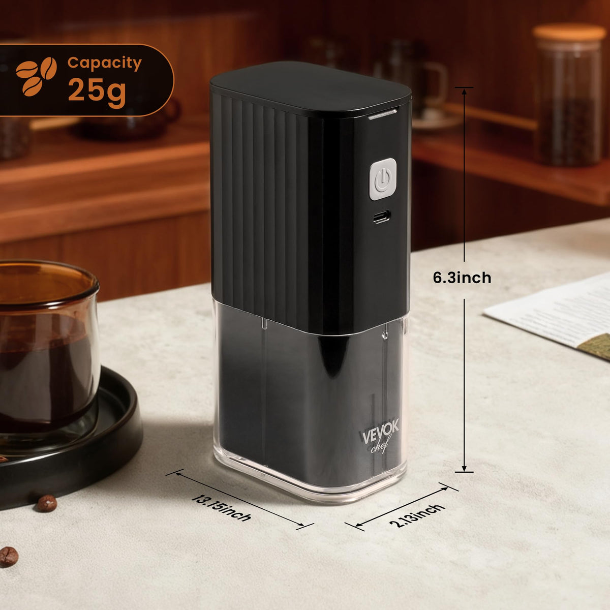 Portable Electric Coffee Grinder Adjustable Stainless Steel Burr S327388