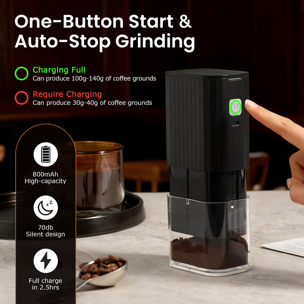 Portable Electric Coffee Grinder Adjustable Stainless Steel Burr S327388