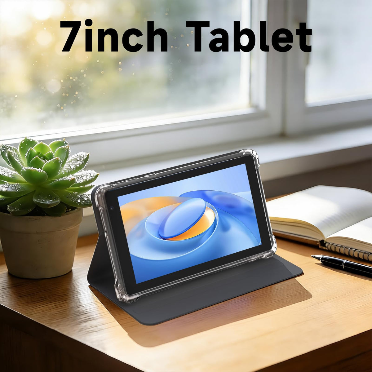 7 inch Android 14 Tablet with Case, 8GB RAM 32GB ROM, Black P2575