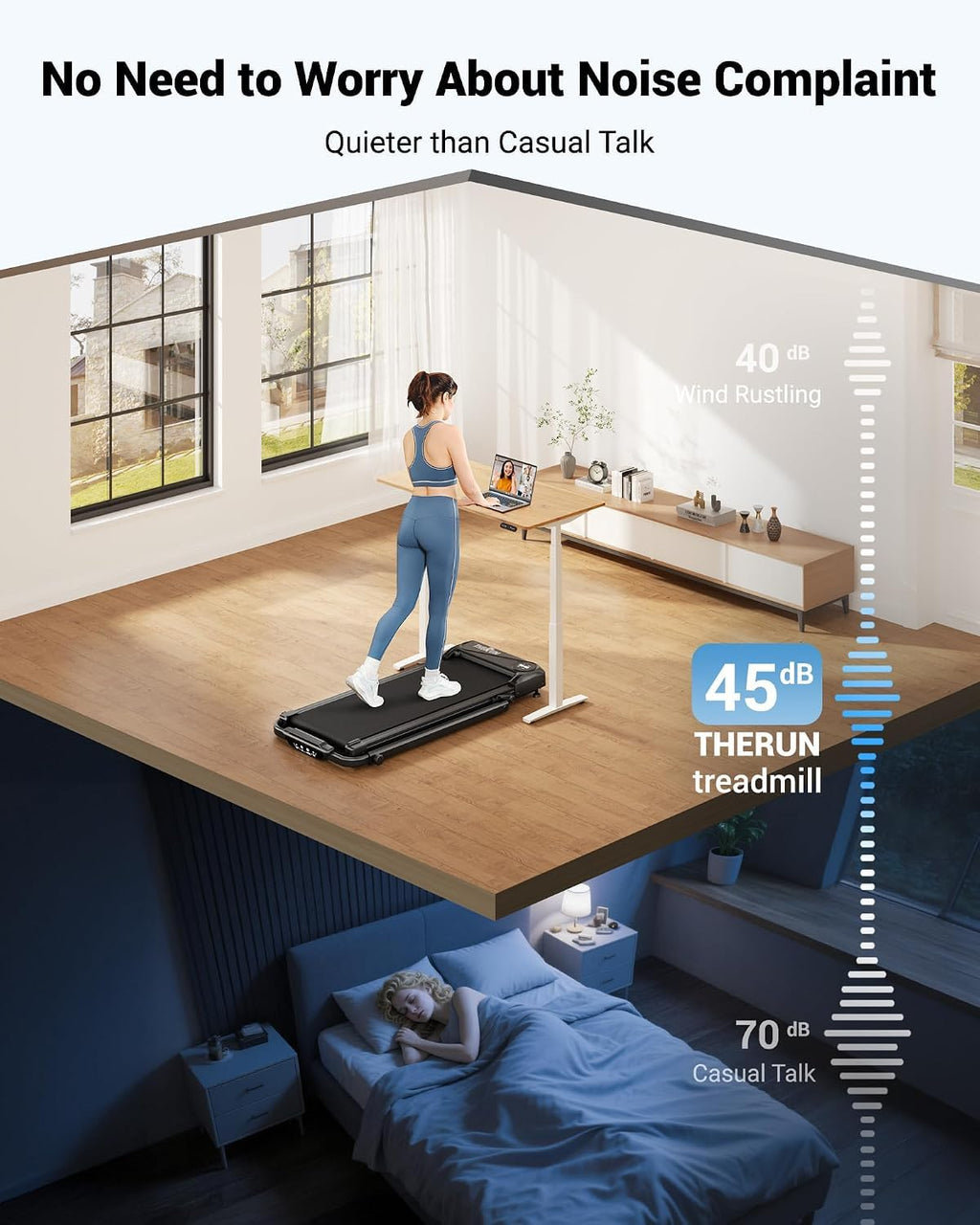 2 in 1 Under Desk Portable Treadmill V904