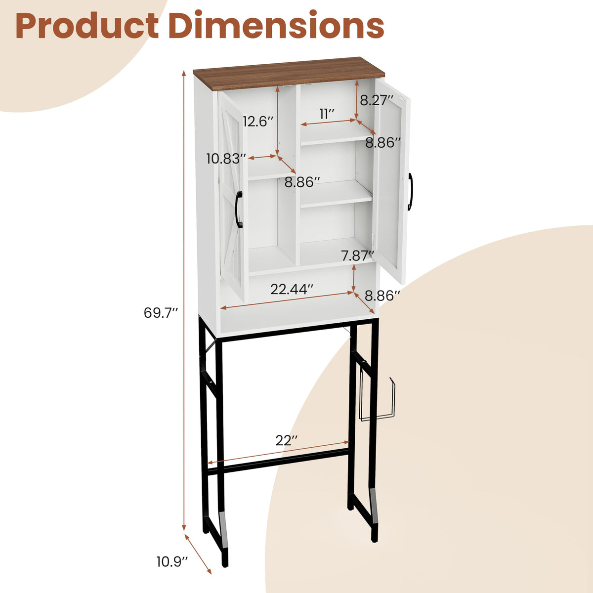 White Over The Toilet Storage Cabinet E590