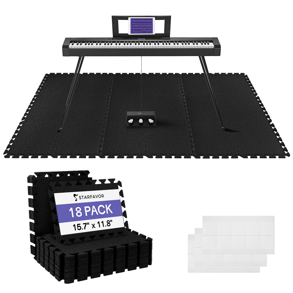 88 Key Full-Weighted Digital Piano and 18 Pcs Interlocking Floor Mats N4177