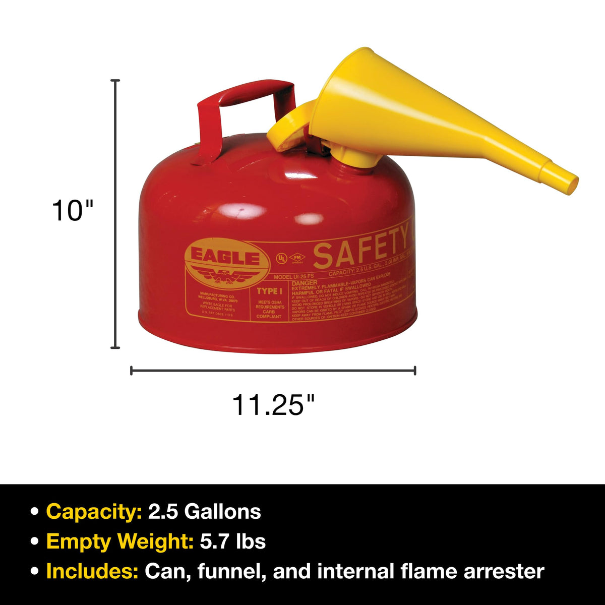 2.5 Gallon Type I Red Gas Can E139066
