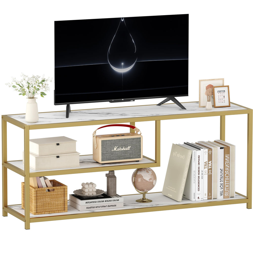 TV Stand for TVs up to 55 Inch, 3 Tier Media Console with Open Storage Shelves D4403