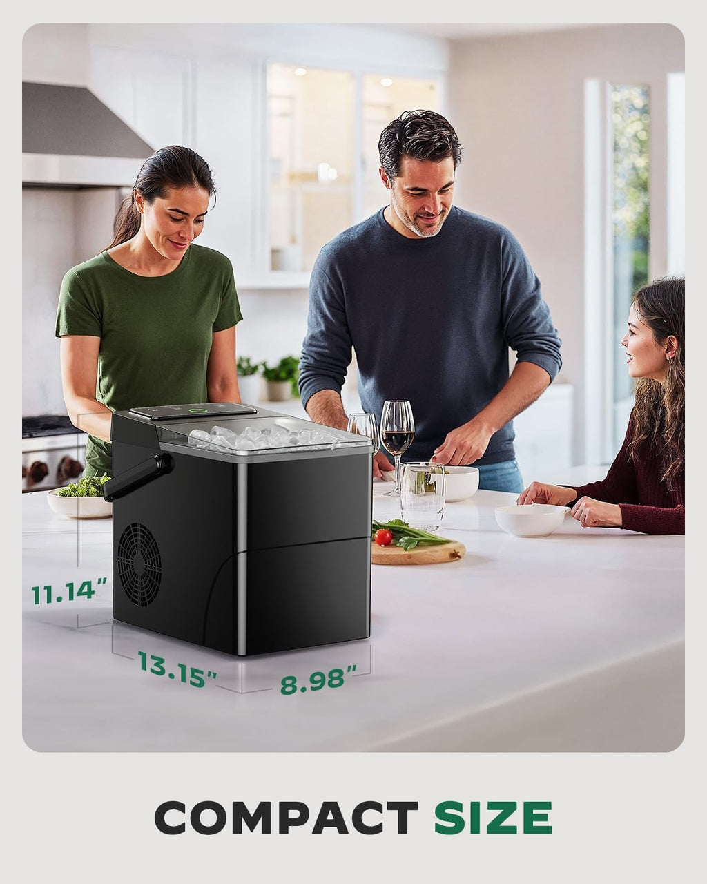 Countertop Ice Maker with 2.5L Ice Basket & 1.8L Water Tank, 26Lbs/24H E40027
