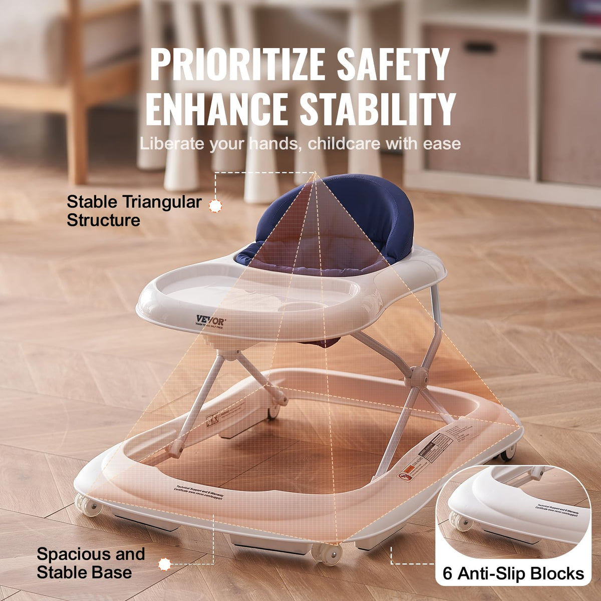 Foldable Baby Walker with Feeding Tray T86065