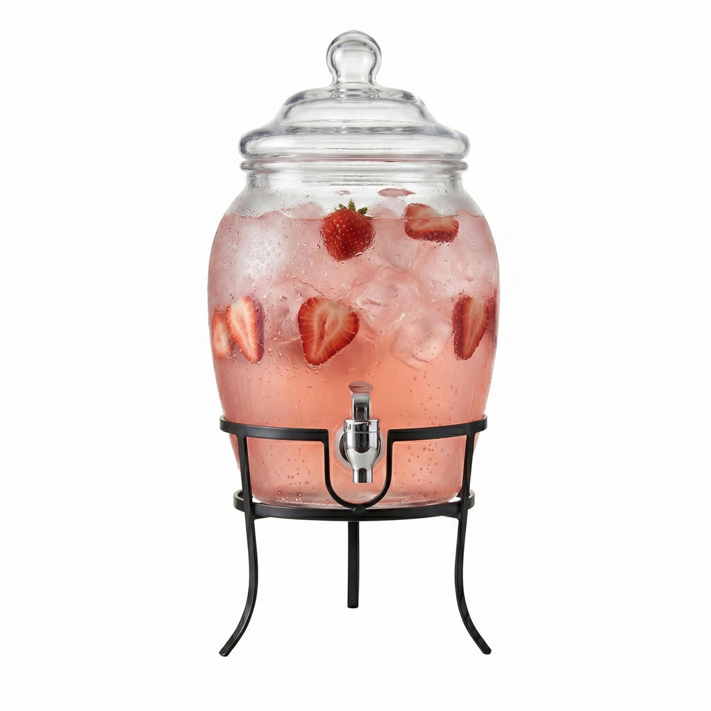 Glass Beverage Dispenser with Metal Stand 2 Gal H431608