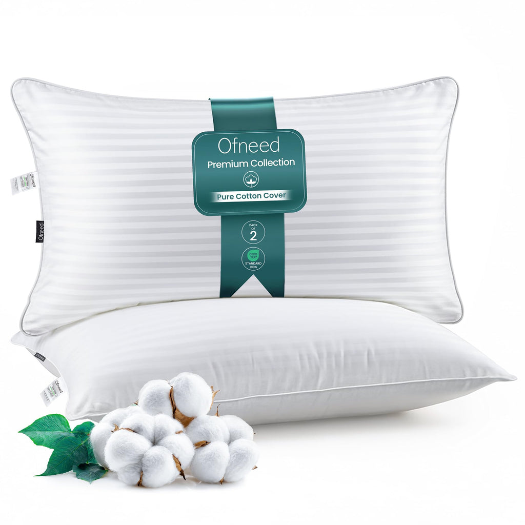 King Size Down Alternative Pillows Set of 2 Cotton Cover 20"x36" F4518