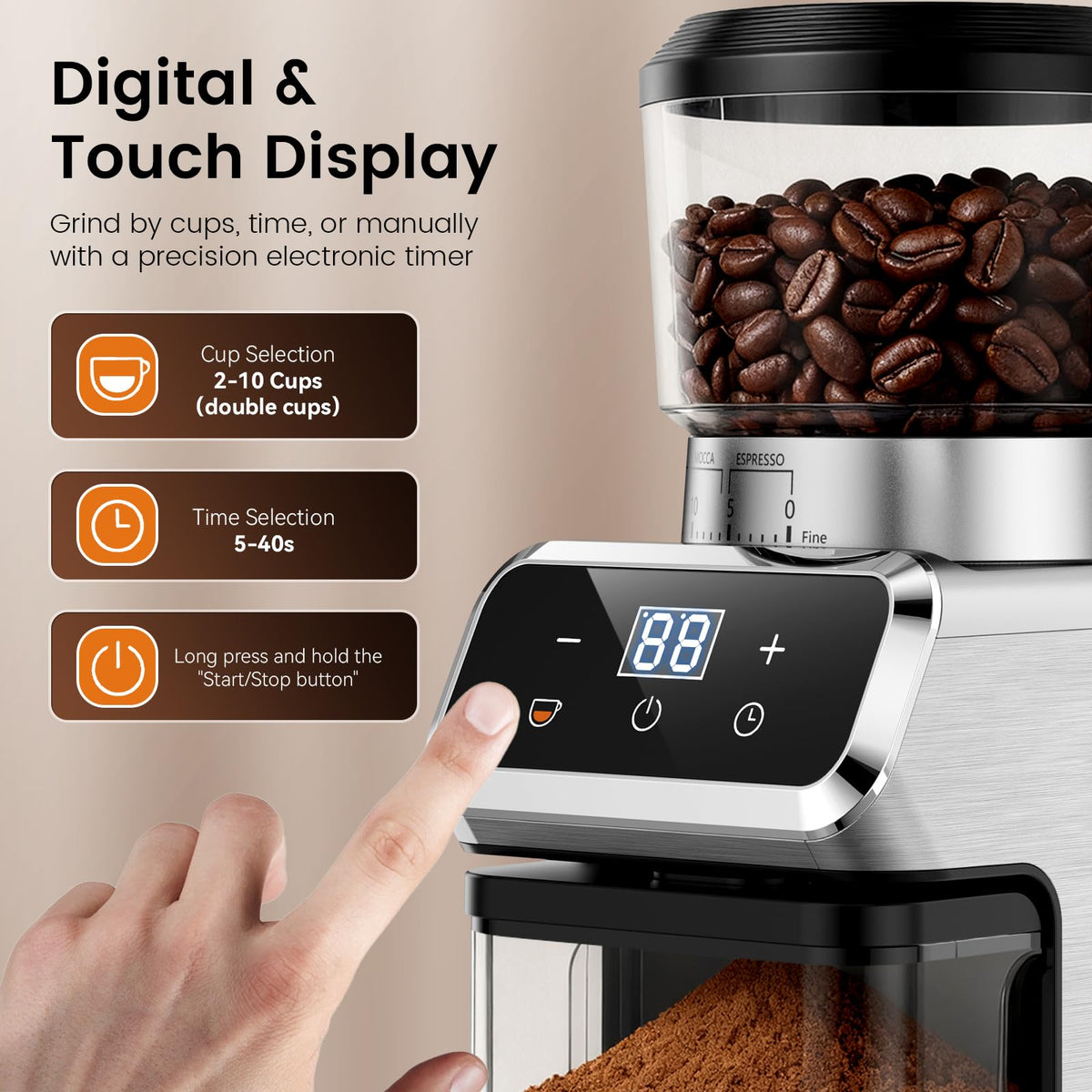 Electric Burr Coffee Grinder, 30 Settings H17505