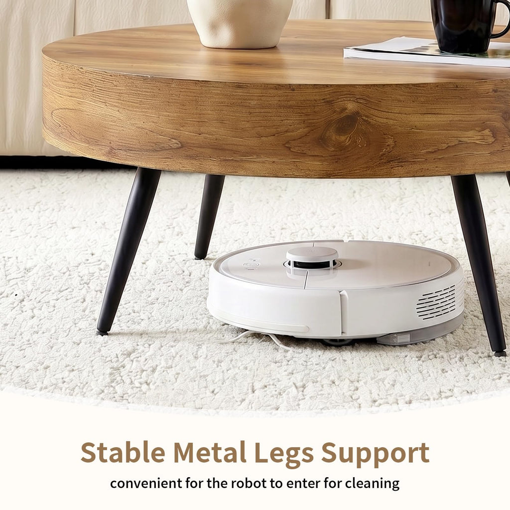 Round Wood Coffee Table with Metal Legs Z827753