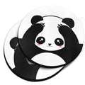 Black White Absorbent Round Car Coasters 2pcs Set J898