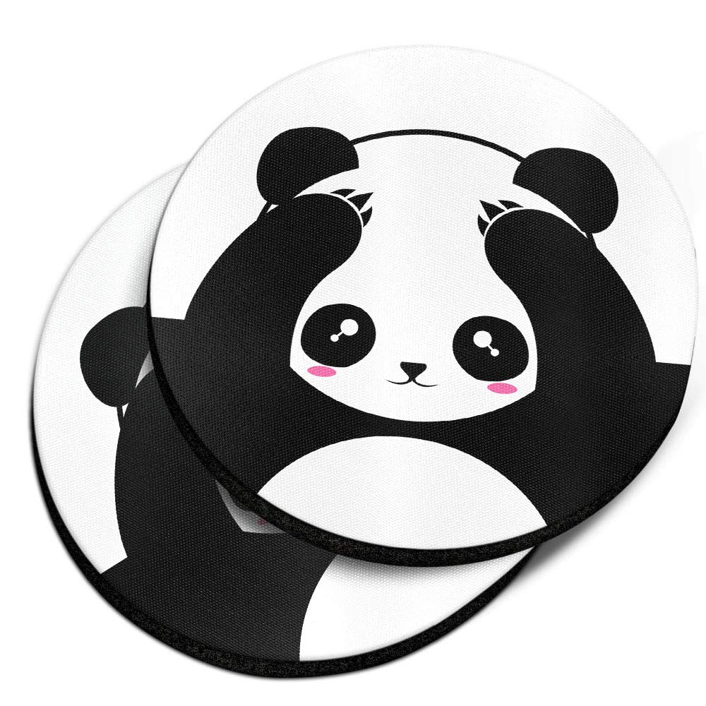 Black White Absorbent Round Car Coasters 2pcs Set J898