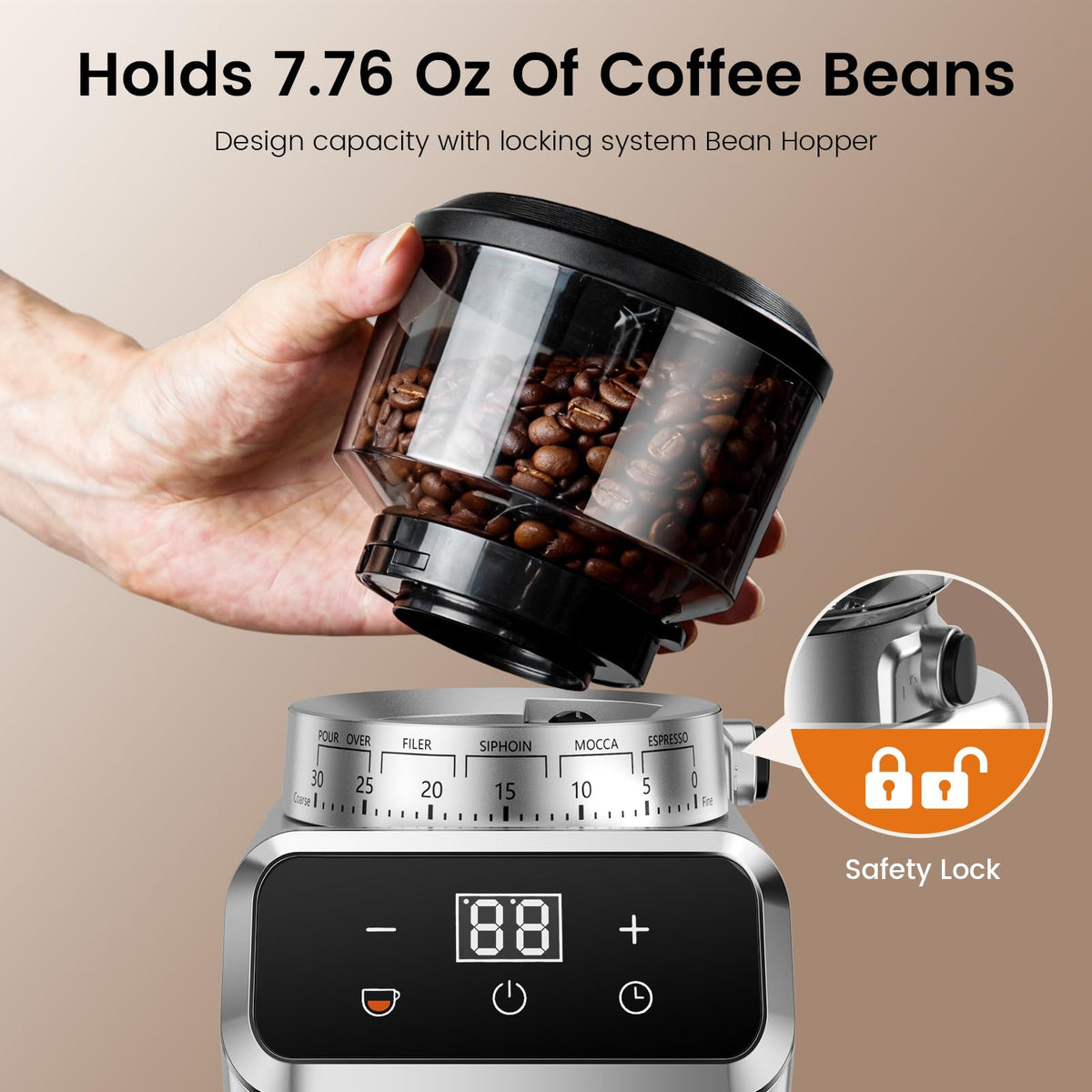 Electric Burr Coffee Grinder, 30 Settings H17505