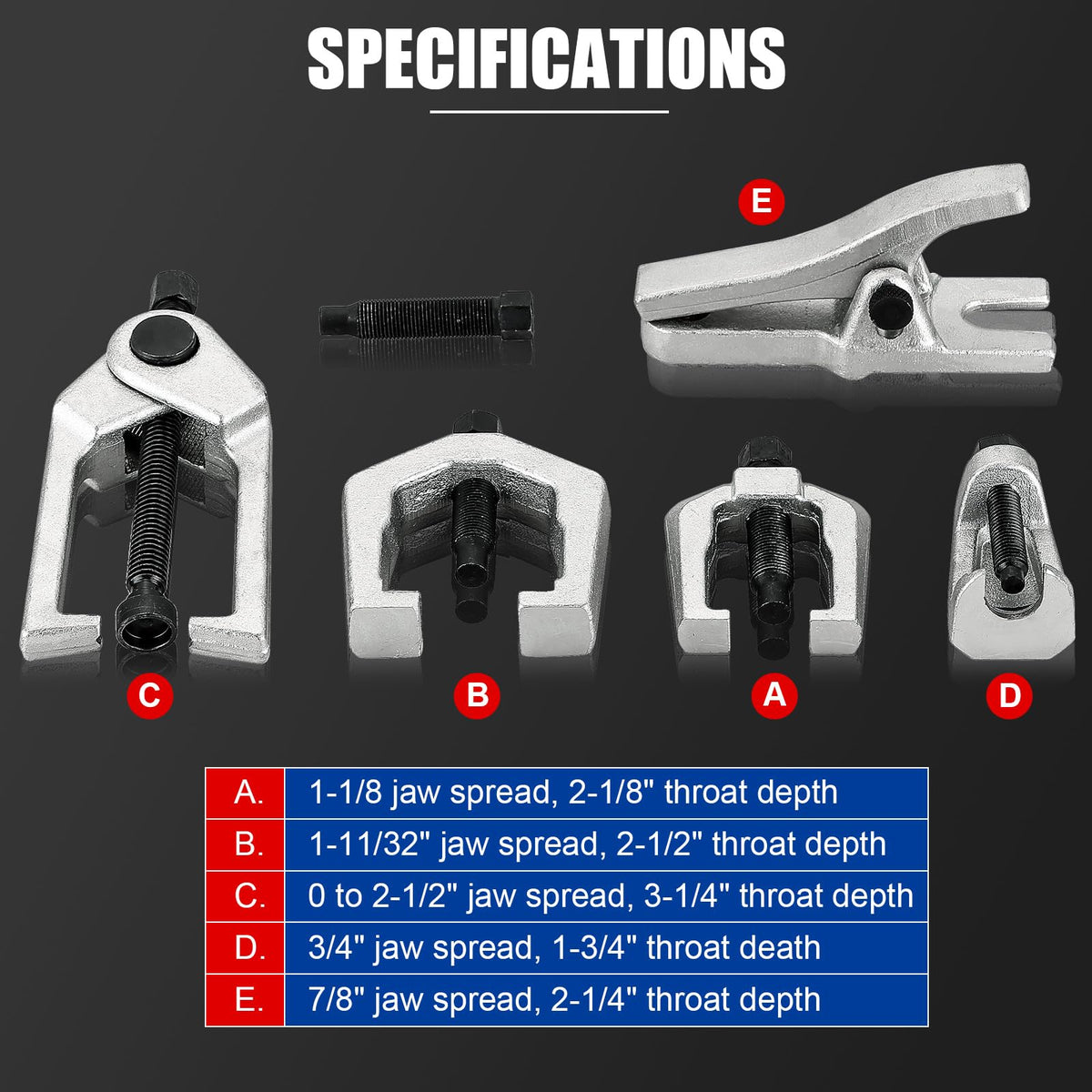 5pcs Ball Joint Separator Pitman Arm Puller Tie Rod End Tool Set Q478332