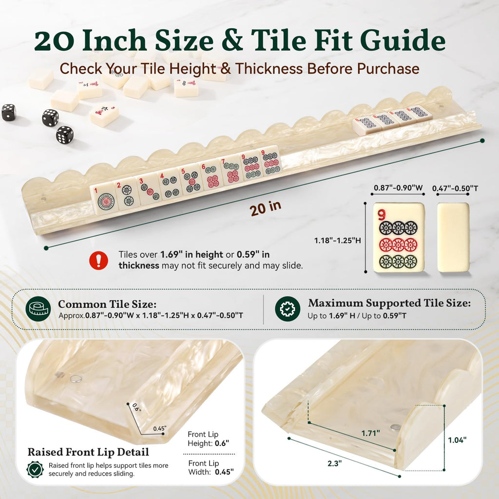 20 Inch Acrylic Mahjong Racks with Magnetic Pushers Set of 4 I79999