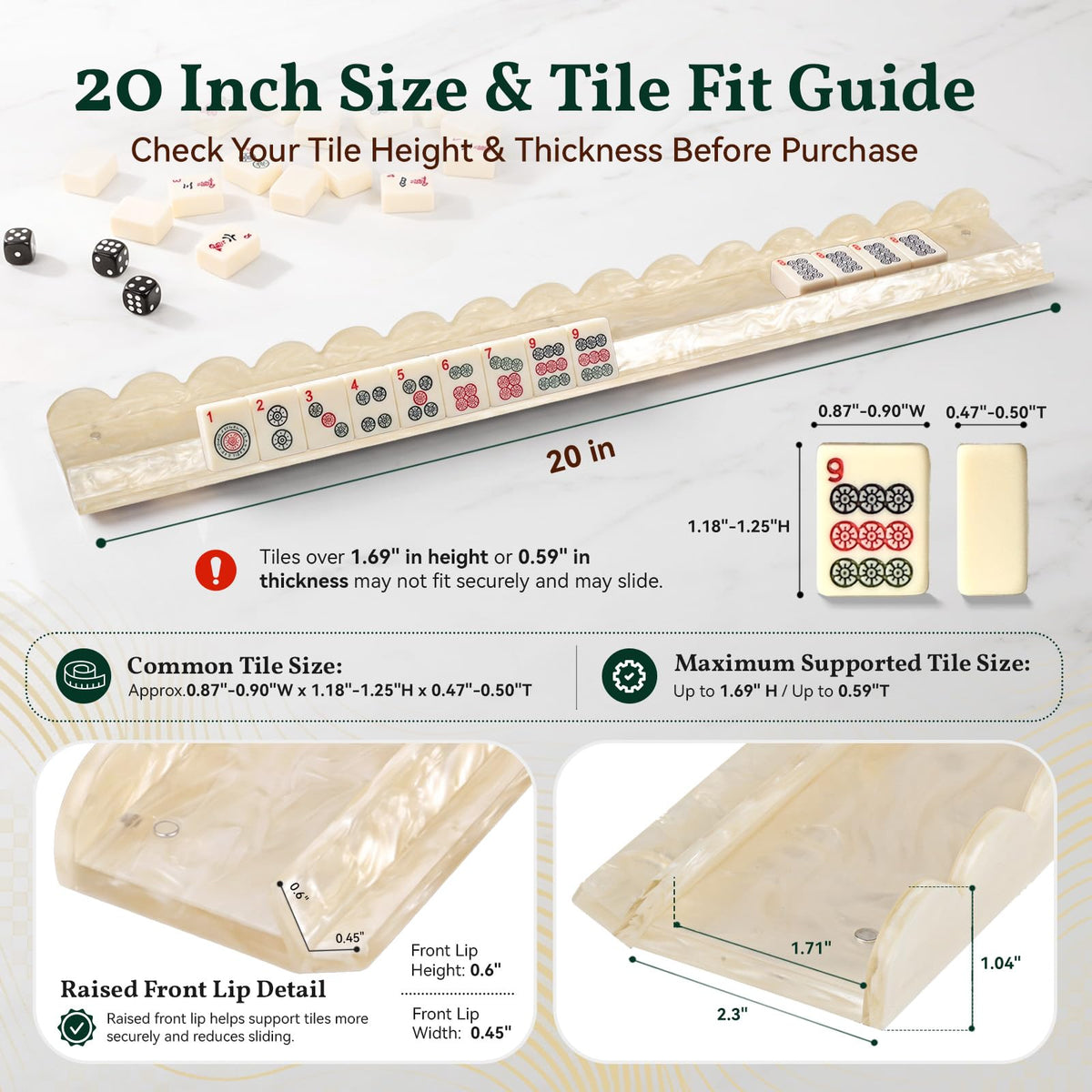 20 Inch Acrylic Mahjong Racks with Magnetic Pushers Set of 4 I79999