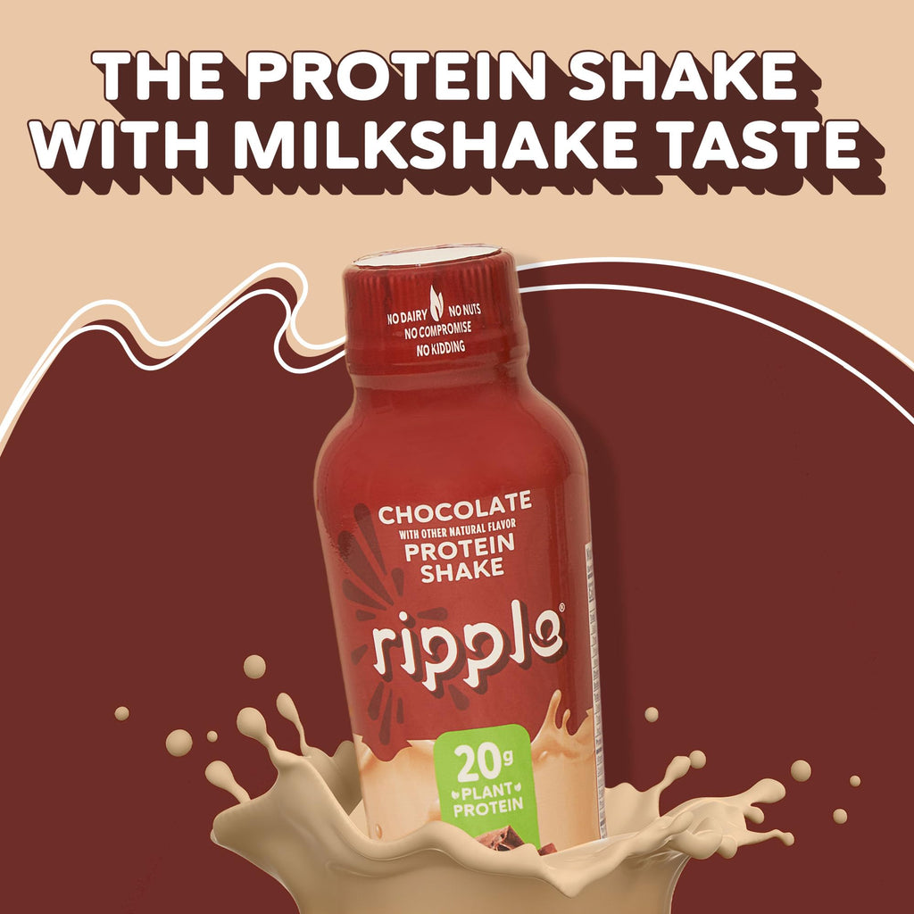 Chocolate Plant Based Protein Shake 20g Pea Protein Vegan Non GMO 12 Fl Oz Bottles Pack of 12 I828007