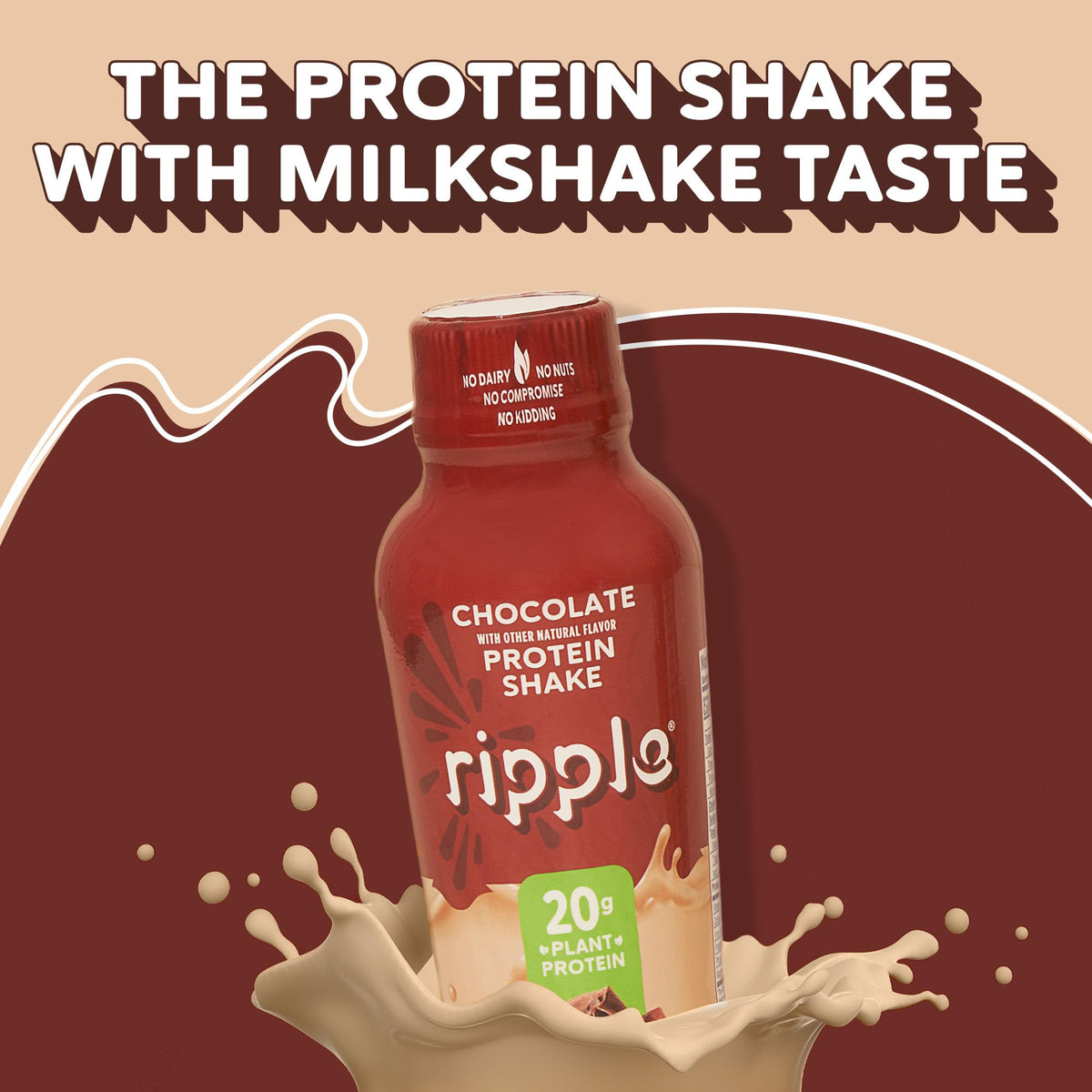 Chocolate Plant Based Protein Shake 20g Pea Protein Vegan Non GMO 12 Fl Oz Bottles Pack of 12 I828007