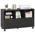 Black 2 Drawer Wood Lateral File Cabinet with Lock R678062