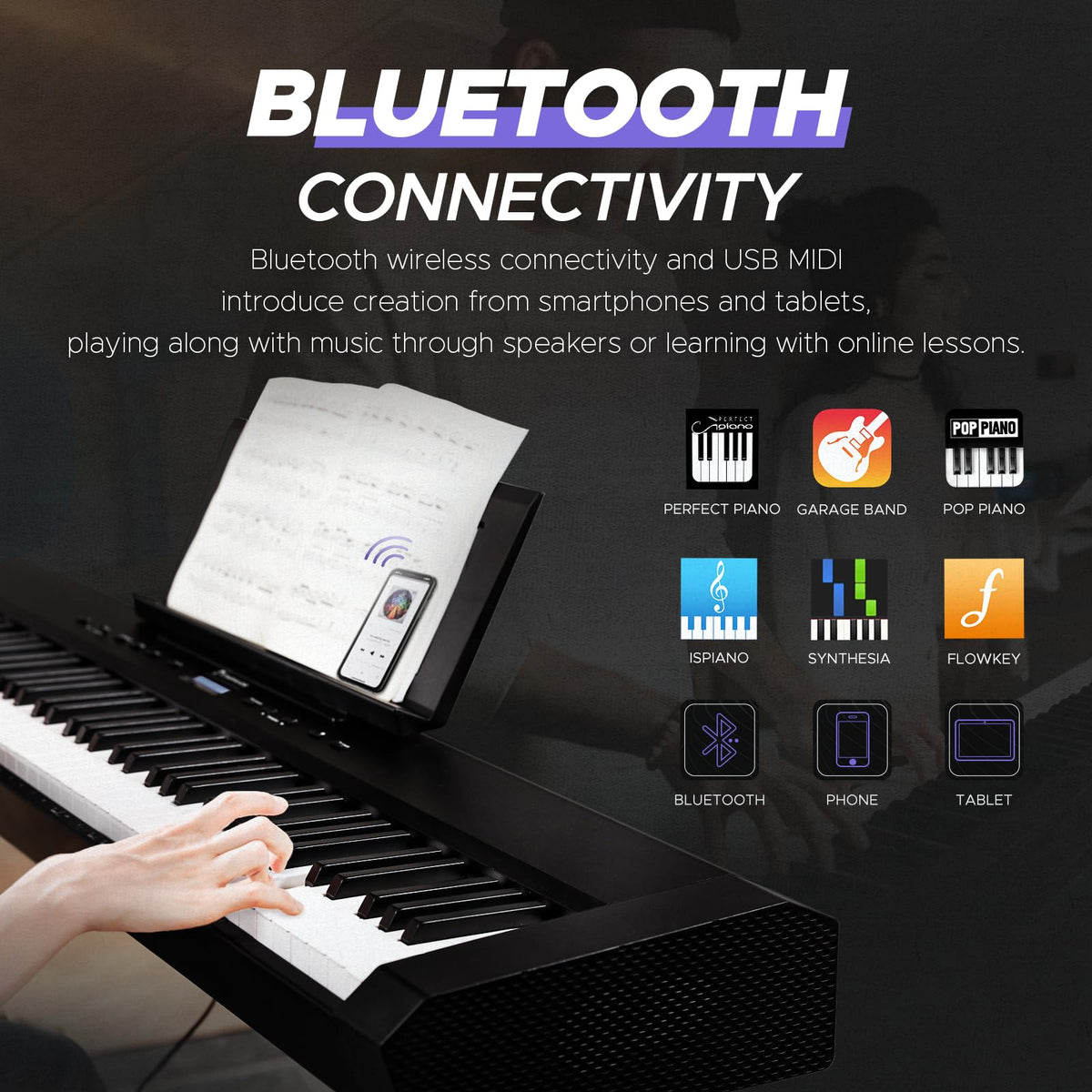 88 Key Full-Weighted Digital Piano and 18 Pcs Interlocking Floor Mats N4177
