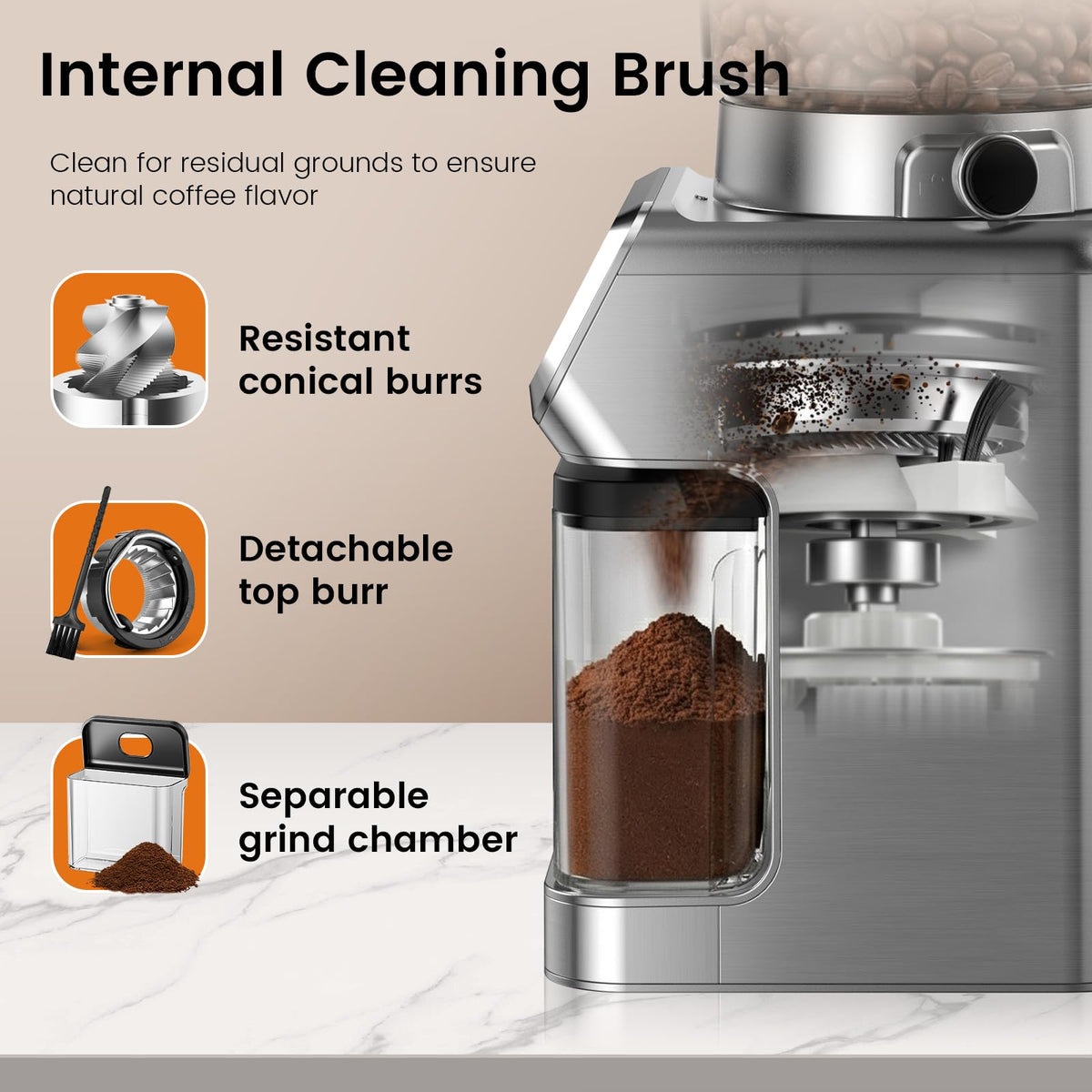 Electric Burr Coffee Grinder, 30 Settings H17505