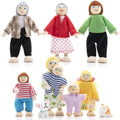 Wooden Dollhouse Dolls Family Set of 8 Miniature Figures and 2 Pets M22309