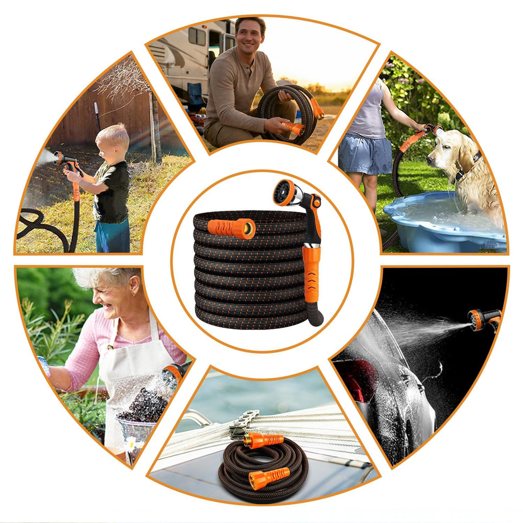 100FT Flexible Garden Hose with 10 Modes Nozzle Q74230