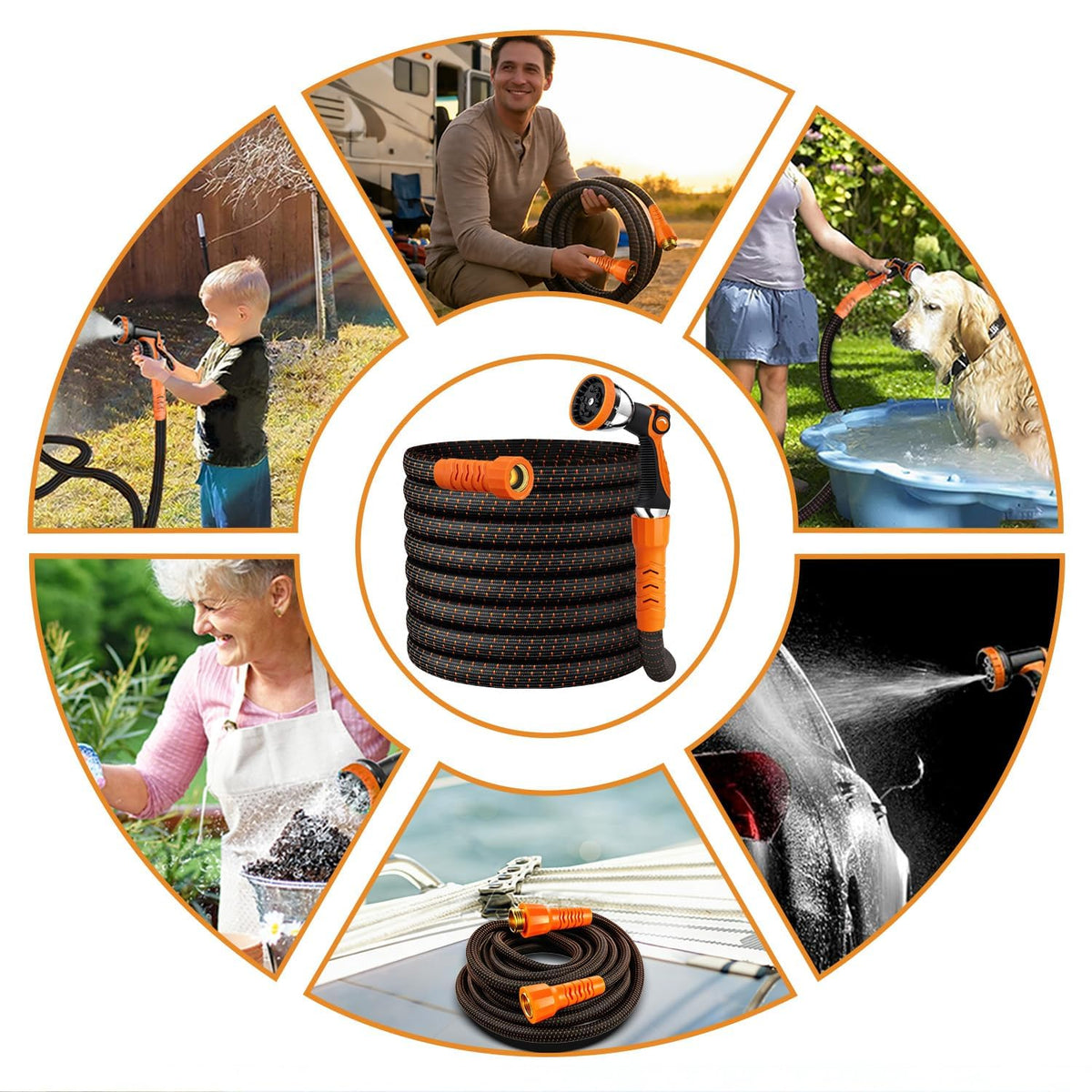 100FT Flexible Garden Hose with 10 Modes Nozzle Q74230