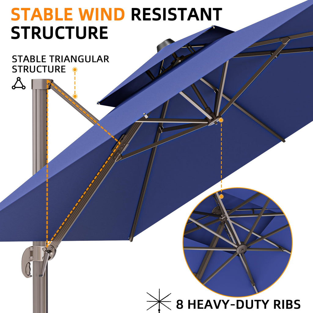 10' X 13' Rectangle Cantilever Patio Umbrella Y730
