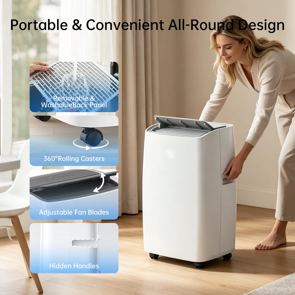 14000 BTU 5-in-1 Portable Air Conditioner with Remote Control and Window Kit J19872