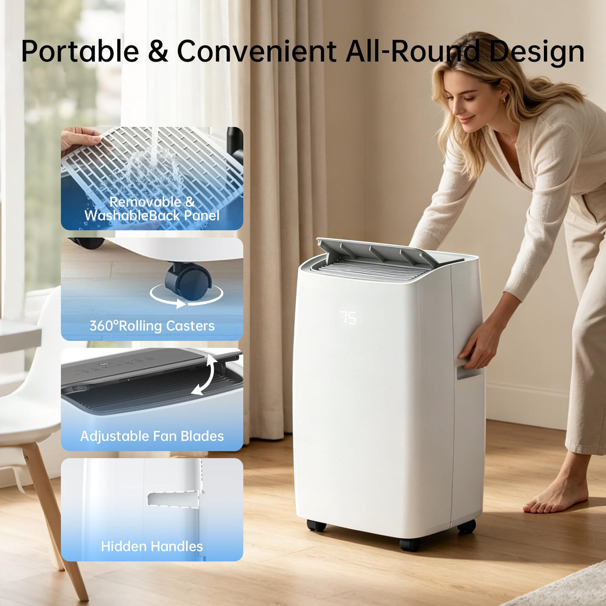 14000 BTU 5-in-1 Portable Air Conditioner with Remote Control and Window Kit J19872