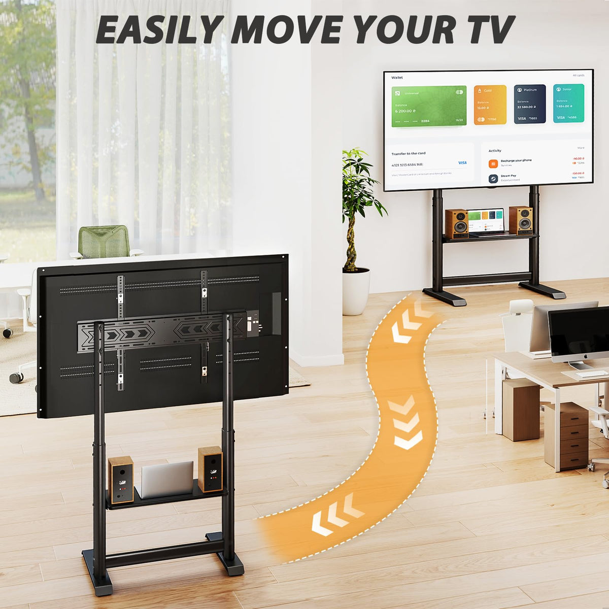 Heavy Duty Rolling TV Stand for 55-100 inch TVs U9146