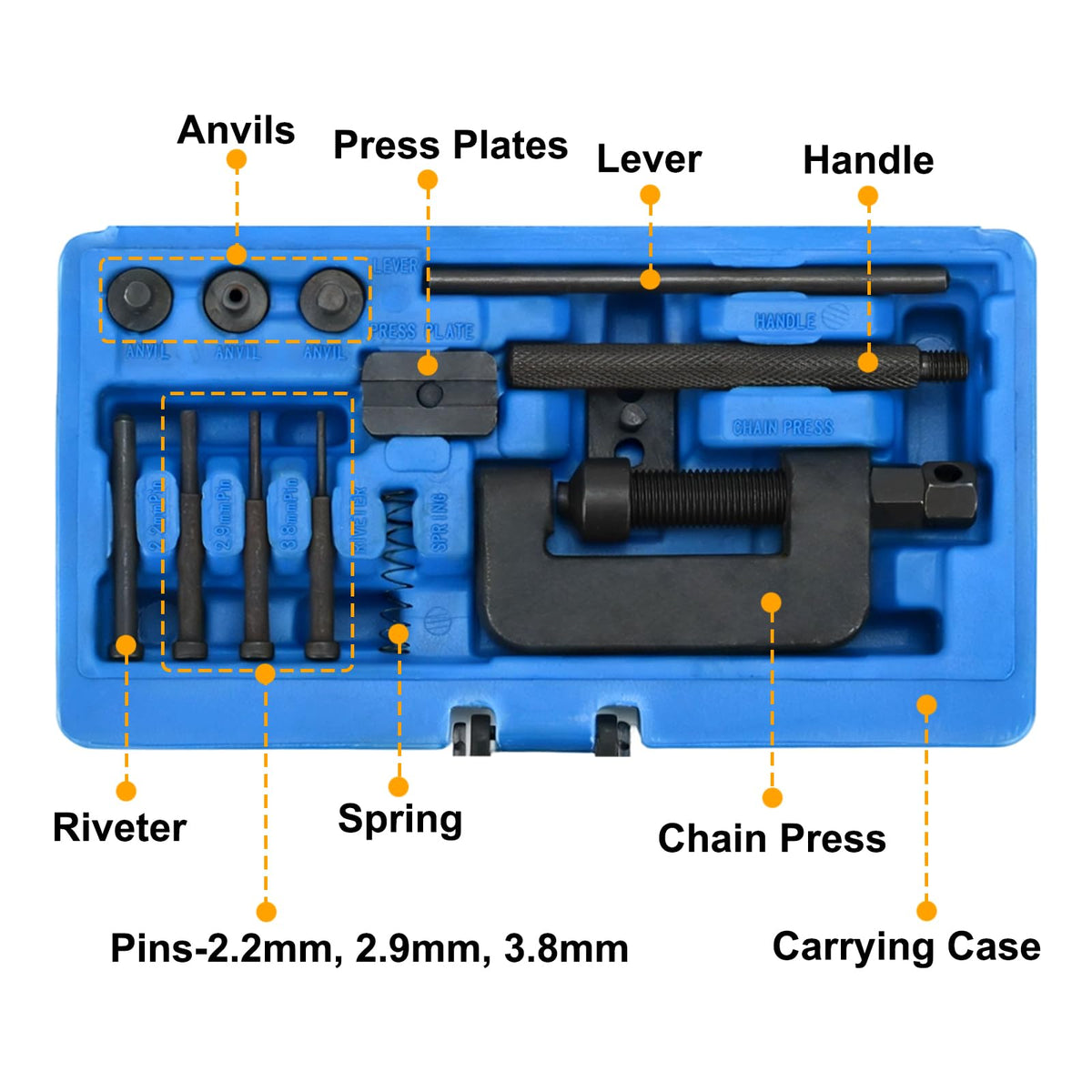 13-Piece Motorcycle Chain Breaker Tool Kit with Carrying Case Q849253