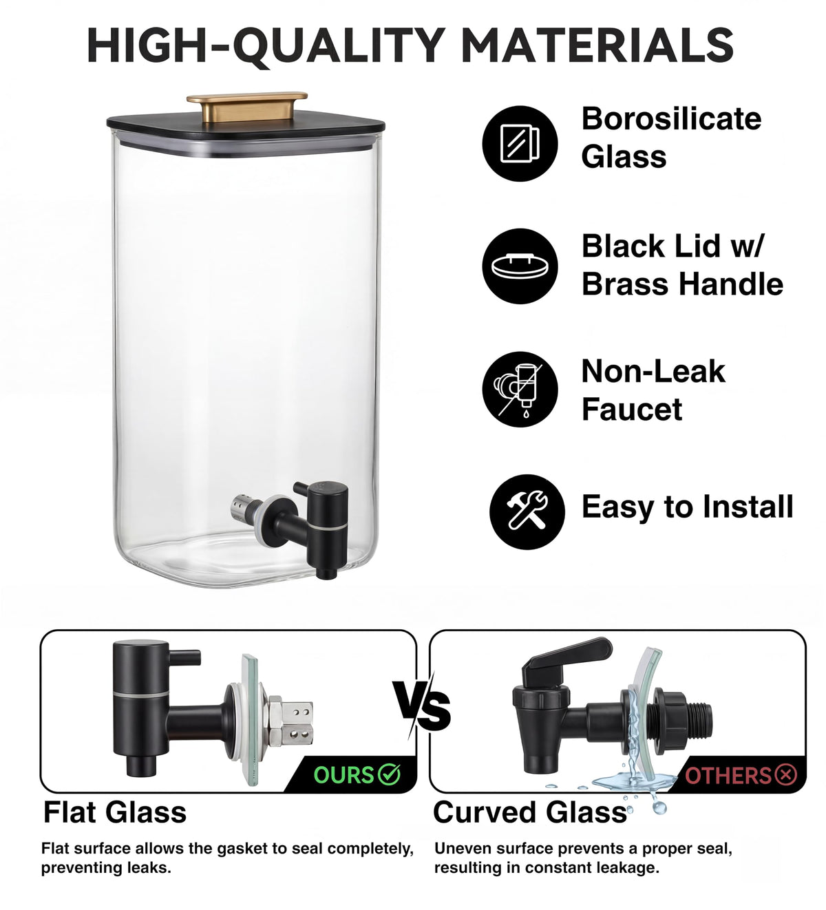2 PCS 3 Gallon Glass Beverage Dispenser with Wood Stand X260846