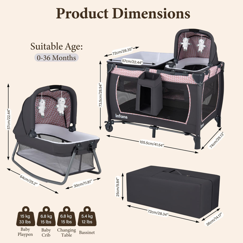 5 in 1 Pack and Play with Bassinet R940891