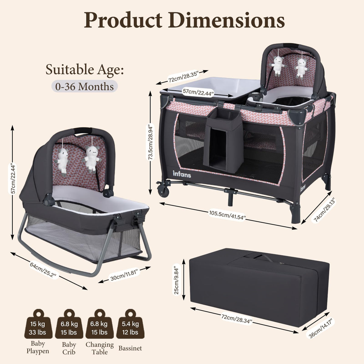 5 in 1 Pack and Play with Bassinet R940891