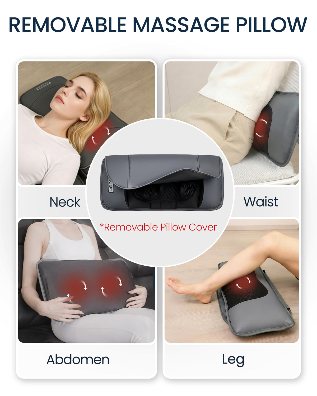 Full Body Massage Mat with Heat, Adjustable Lumbar Traction, Detachable Neck Shiatsu Roller, Airbag Compression, Vibration Massage Pad T9489