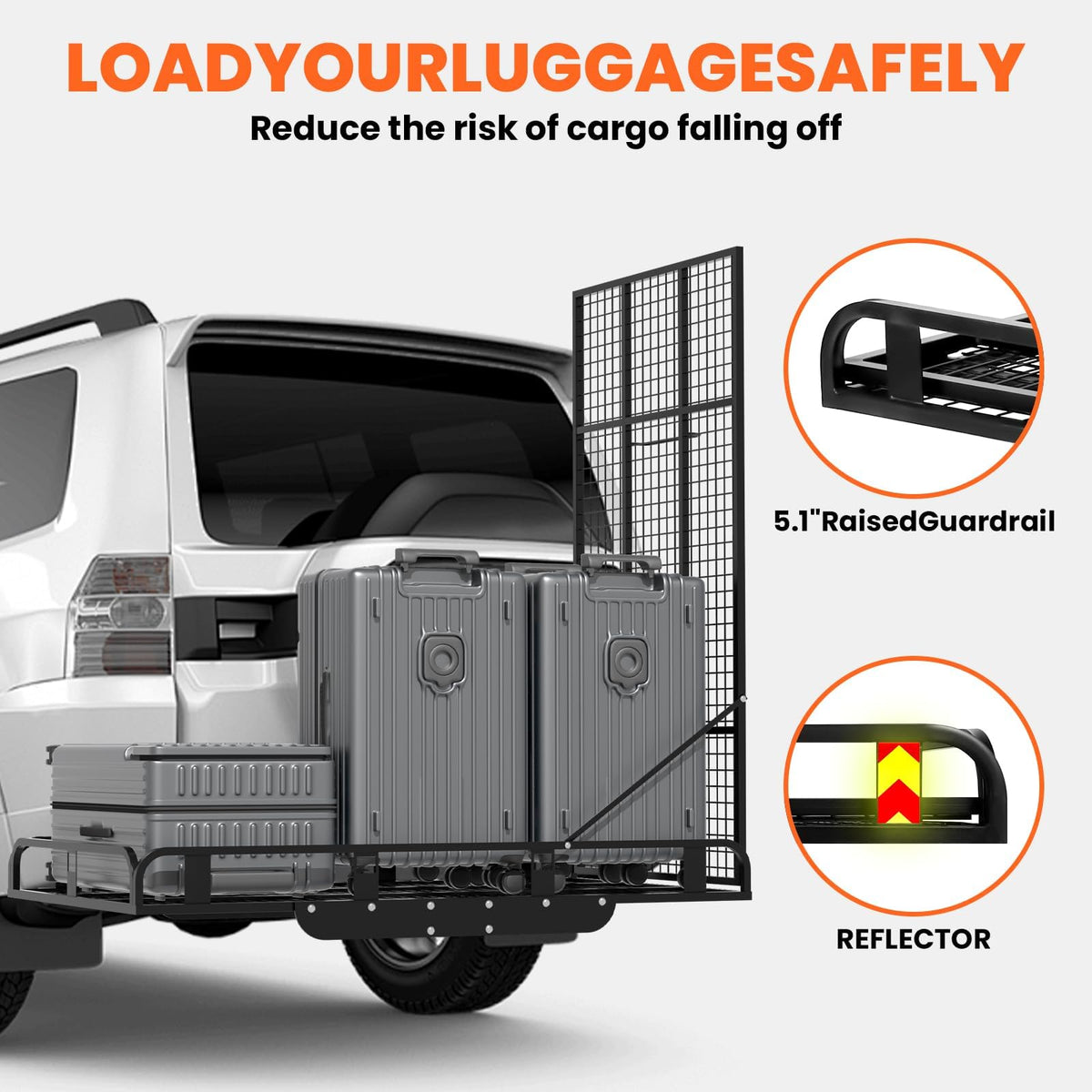 Hitch Cargo Carrier, 800lb Capacity Aluminum Cargo Basket with Folding Ramp T6484