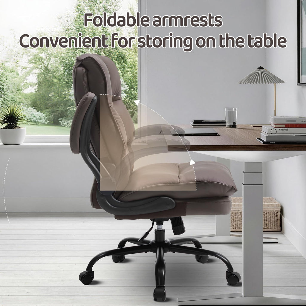 Brown Ergonomic Office Chair with Flip-up Armrests I18591