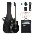 Full Size 4 Strings Acoustic Electric Bass Guitar Kit Matte Black W696969